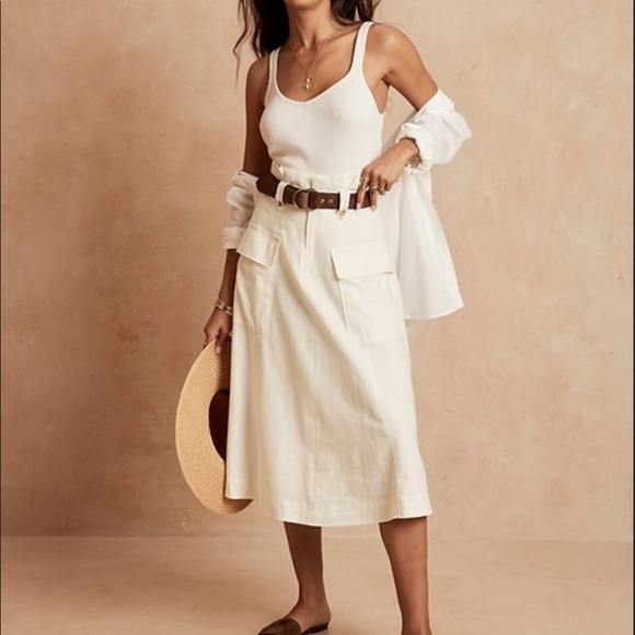 Banana Republic Factory Dresses & Skirts - Banana Republic *Sold out*  Oversize Pocket Linen Blend Midi Skirt Sz 12 NWT
